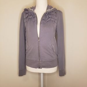 Anthropologie Ruffled Zippered Sweatshirt